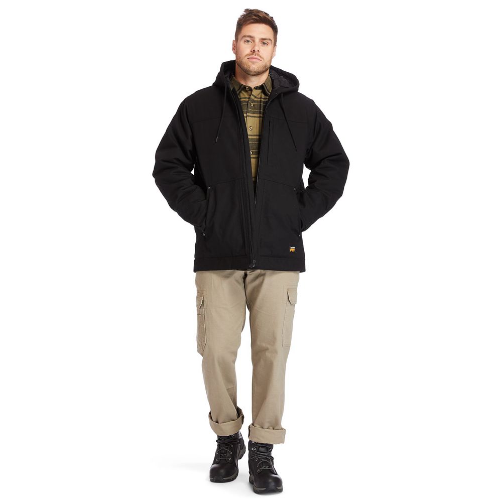 Timberland Mens Jackets PRO® Big & Tall Baluster Insulated Canvas Work - Black - India DB9524108